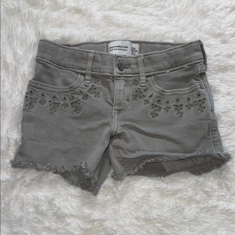 Abercrombie Kids Gray Jean Shorts with Embroidery
